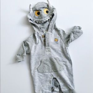 WHERE THE WILD THINGS ARE Hooded Baby Romper (NB)